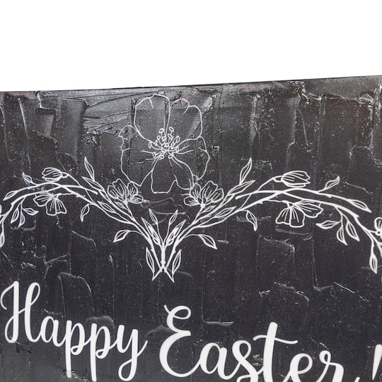 Black & White Happy Easter Bunnies Canvas Wall Art